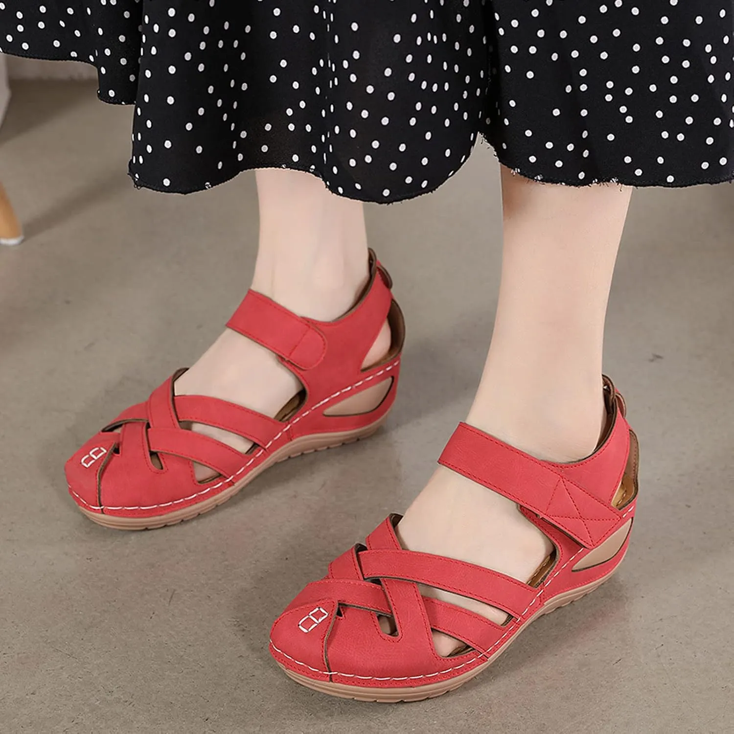 Orthotic Sandals for Women with Arch Support Back Strap Roman Flats Beach with Flowers Low Wedge Sandals Dressy Summer Heel Sandals Women Orthopedic