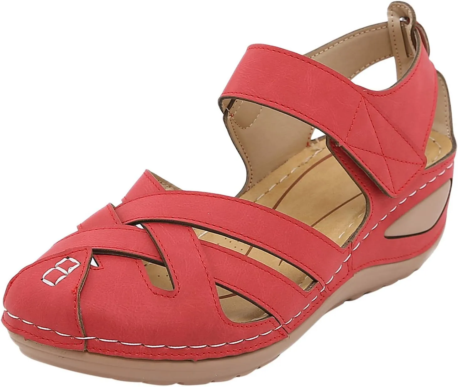 Orthotic Sandals for Women with Arch Support Back Strap Roman Flats Beach with Flowers Low Wedge Sandals Dressy Summer Heel Sandals Women Orthopedic