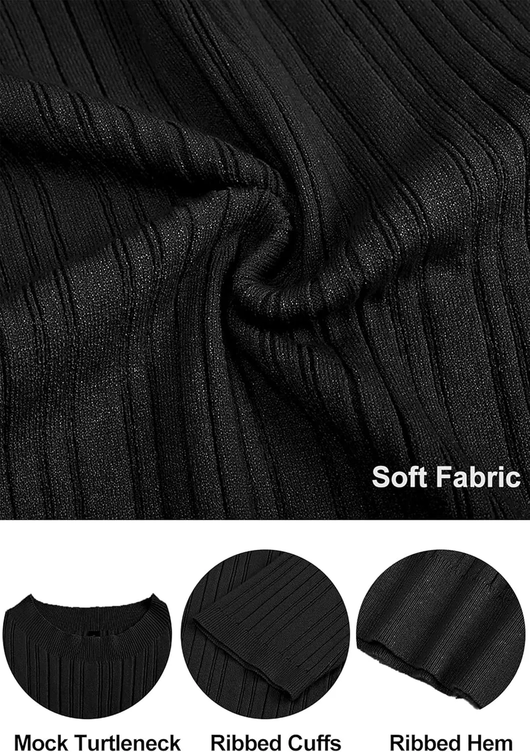 OUGES Womens 2024 Spring Summer Tops Basic Slim Fit Sweaters Turtleneck T Shirts Business Casual Outfits