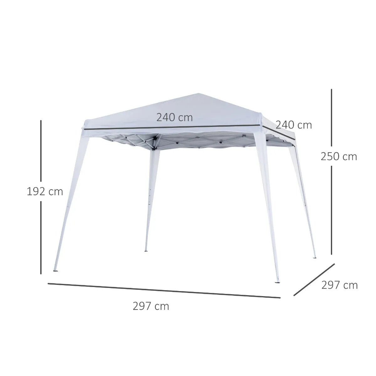 Outsunny Slant Leg Pop Up Gazebo with Carry Bag, Height Adjustable Party Tent Instant Event Shelter for Garden, Patio, ( 3 M √¢¬Ä¬ö√É¬†√É¬∂√¢¬à¬ö√¢¬â¬• 3 M Base / 2.5 M √¢¬Ä¬ö√É¬†√É¬∂√¢¬à¬ö√¢¬â¬• 2.5 M Top, White)