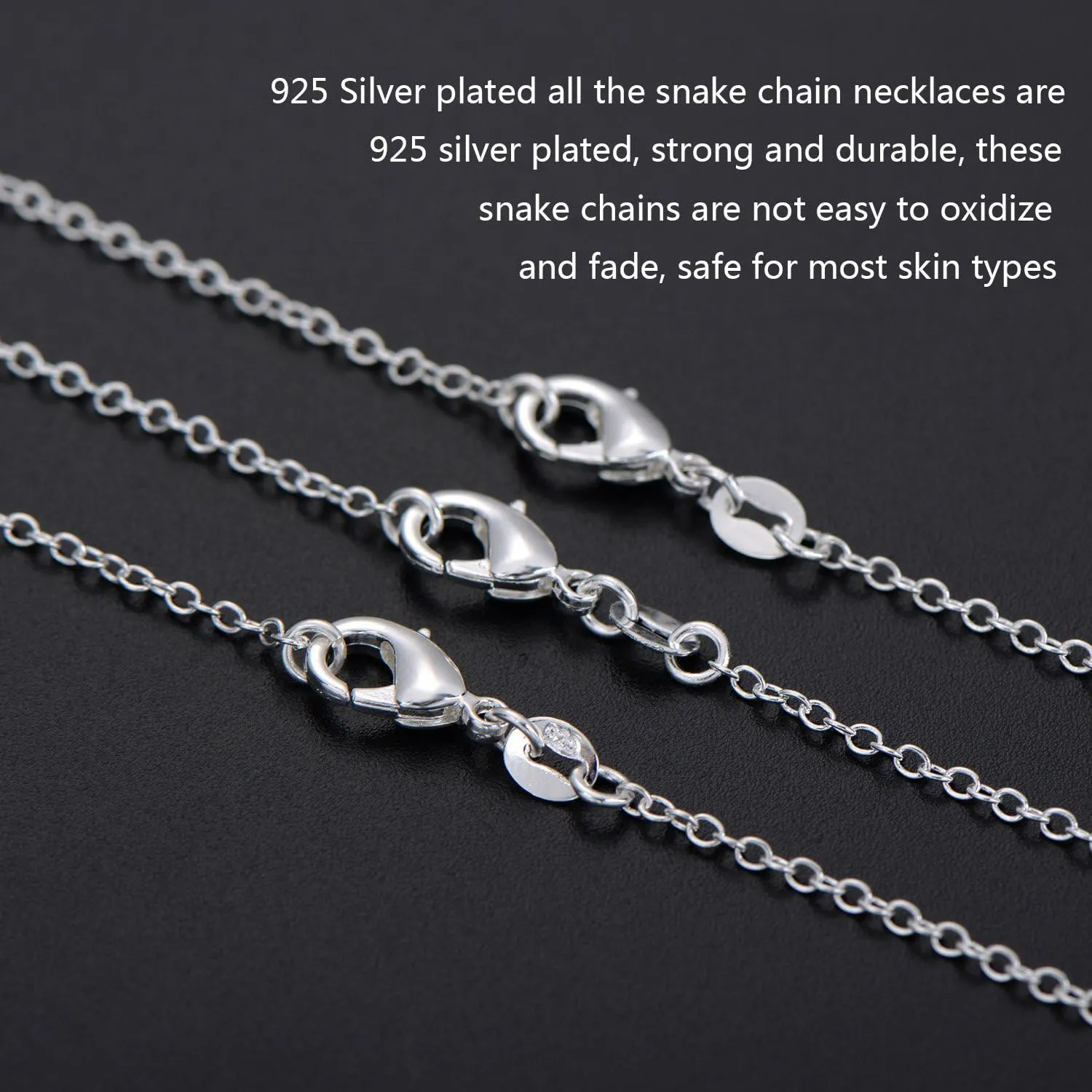 Outus 24 Pack Silver Plated Chain Necklace Bulk Link Cable Chain Charms with Lobster Clasp, 1.2 mm (24 Inches)