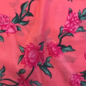 Peach Floral Muslin Silk Fabric