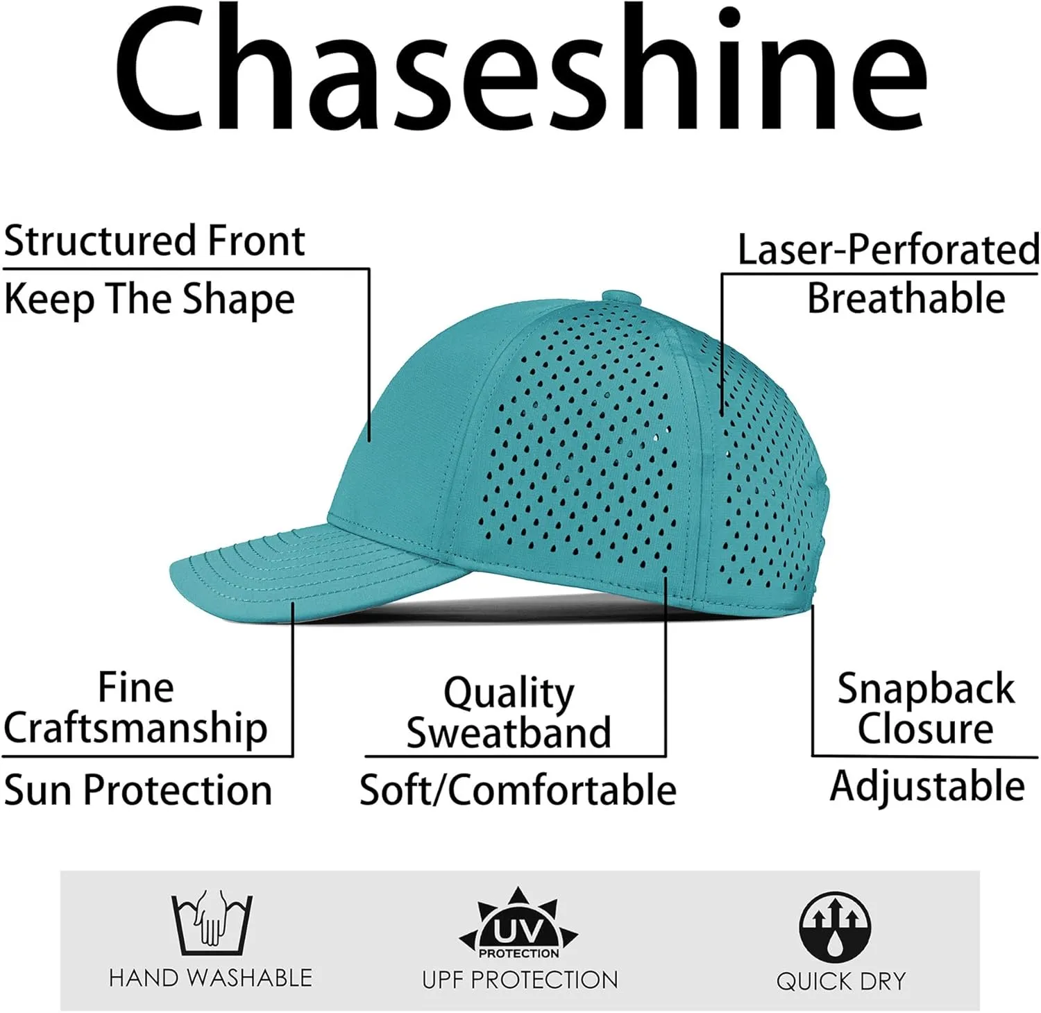 Performance Snapback Hats for Men Women,6 Panel Baseball Cap,Golf,Running,Workout