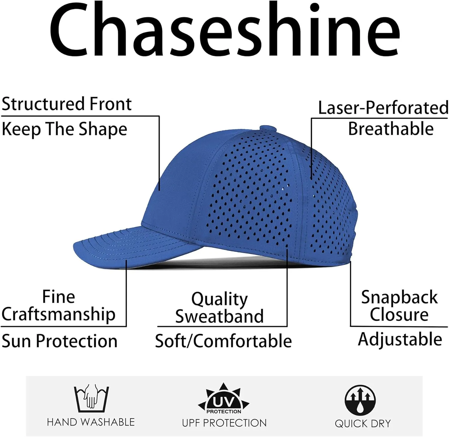 Performance Snapback Hats for Men Women,6 Panel Baseball Cap,Golf,Running,Workout