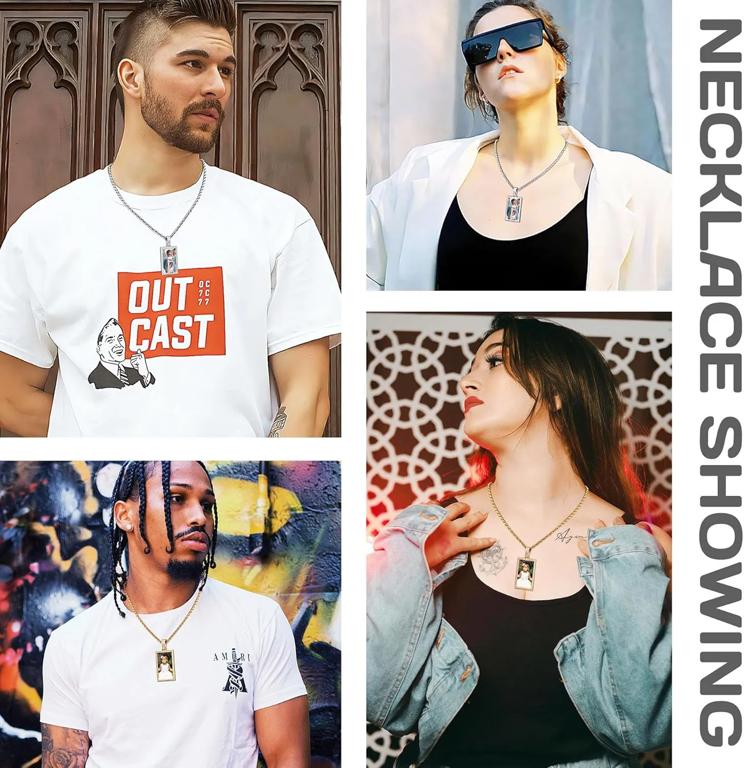 Personalized Hip Hop Necklace for Men Women Custom Angel Wing Necklace Customized Memorial Necklace with Picture Inside/Text Personalized Photo Pendant Necklace Gifts