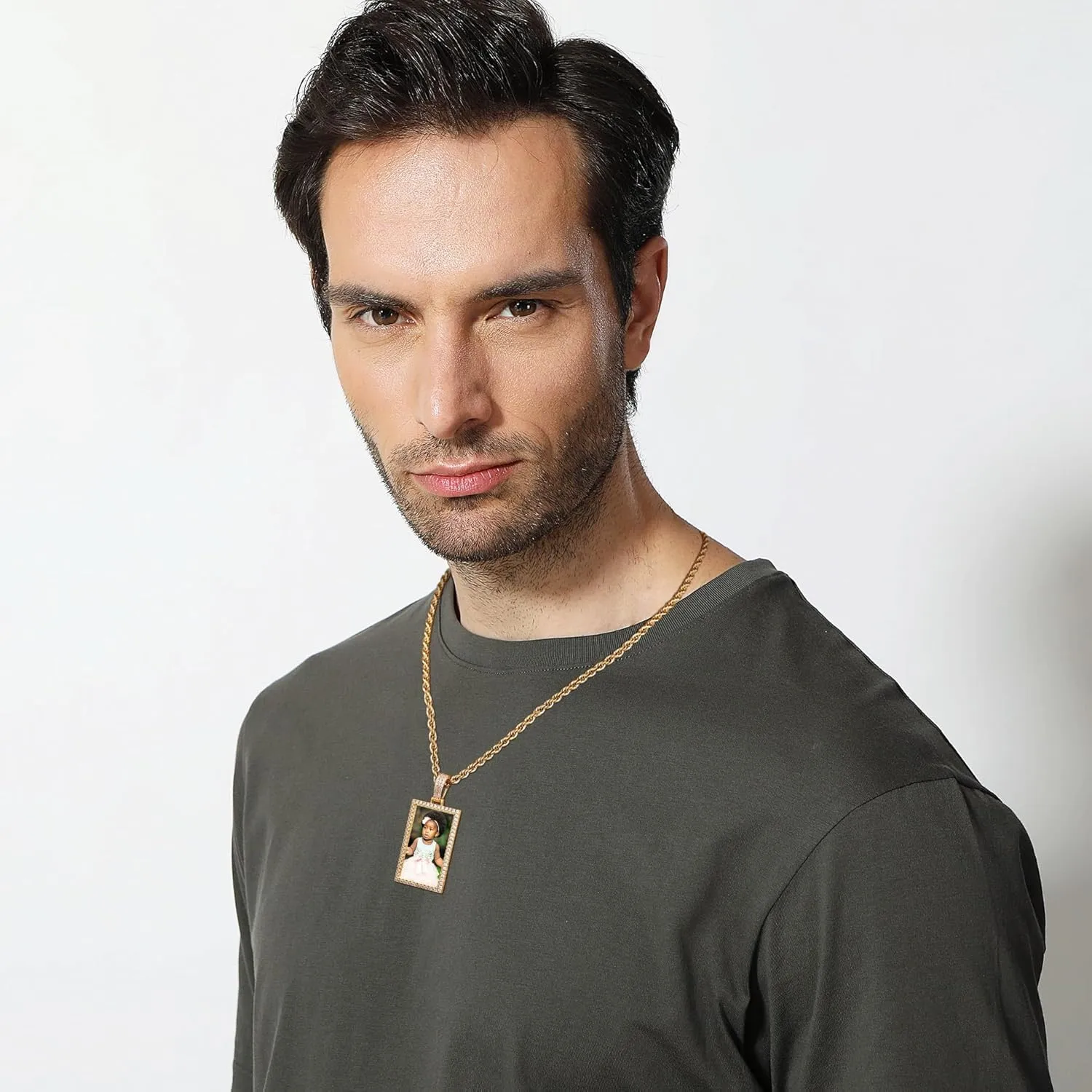 Personalized Hip Hop Necklace for Men Women Custom Angel Wing Necklace Customized Memorial Necklace with Picture Inside/Text Personalized Photo Pendant Necklace Gifts
