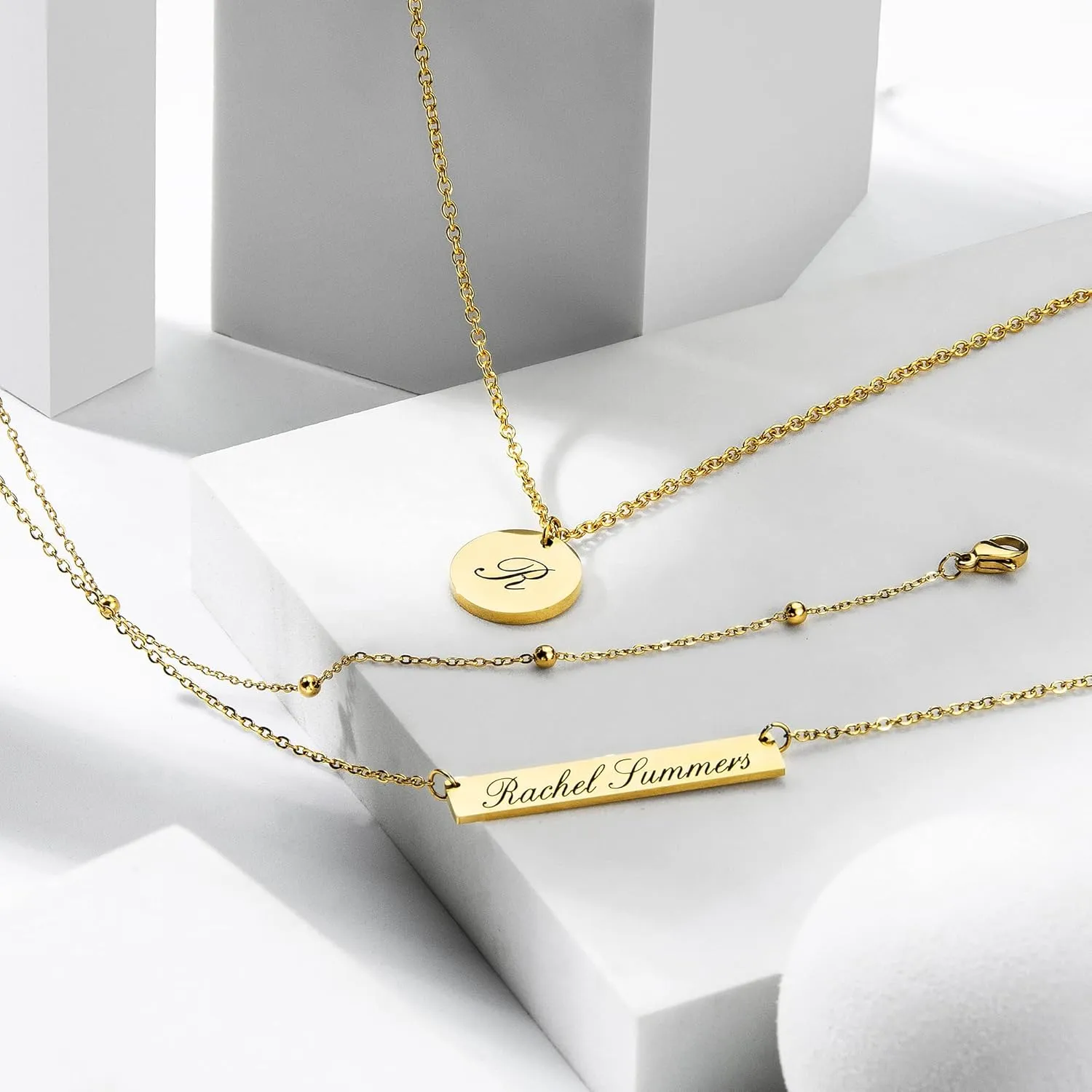 Personalized Necklace for Women, Custom Name Bar Pendant, Graduation Gift or Mothers Day Gift for Her, Gold Name Plate for Mom