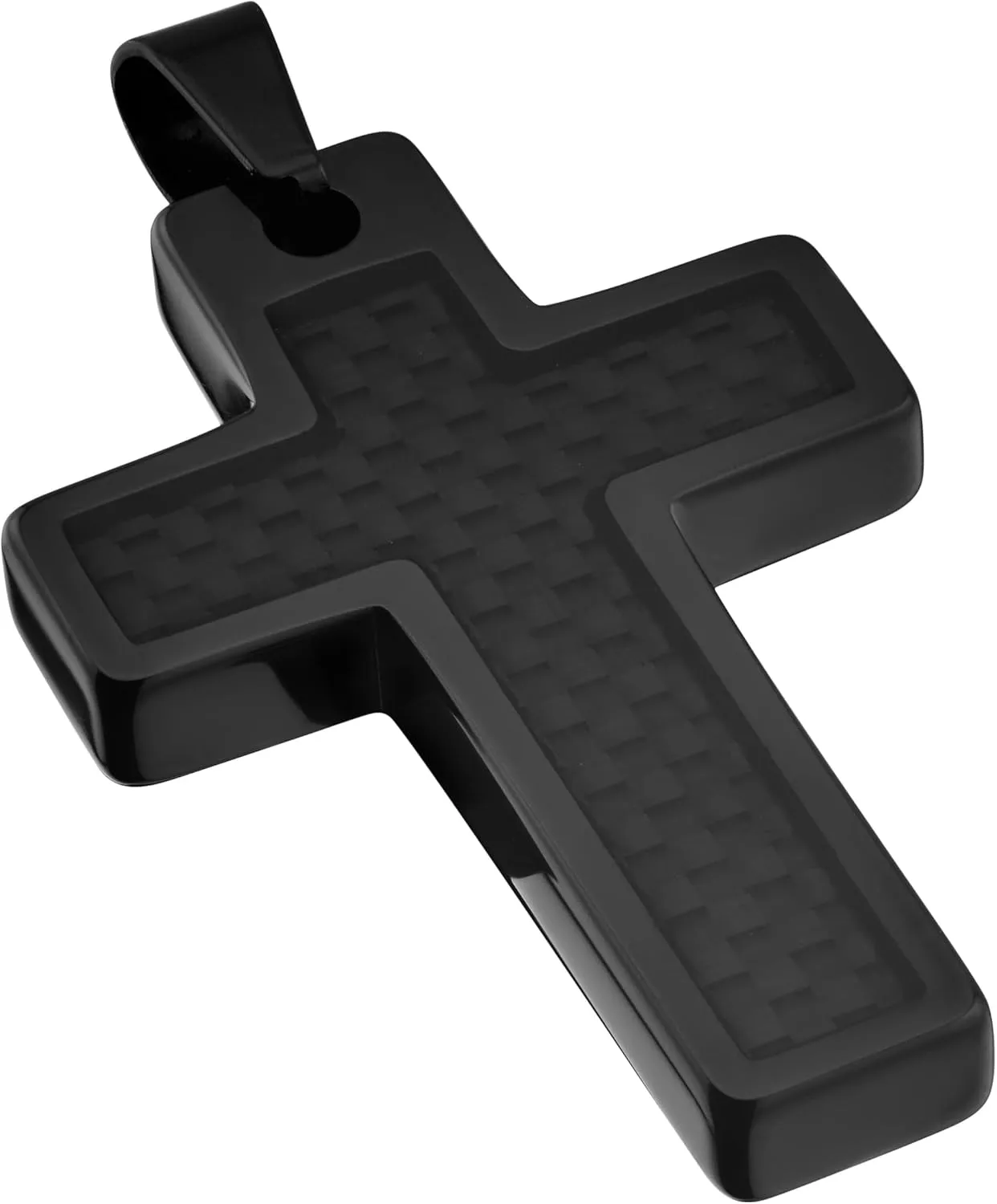 Personalized Tungsten Cross Gold Plated, Black Plated or Polished with Different Inlays and Stainless Steel Cuban necklace 16" to 28" in length
