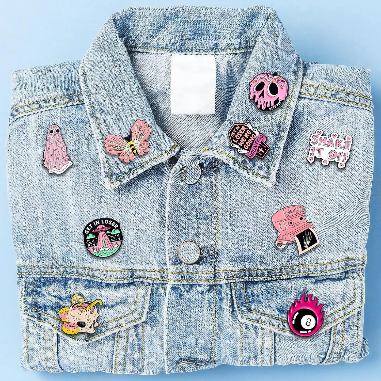 Pibupibu 12 Pack Pink Enamel Pins for Backpacks Jacket Lapel Hat Bag Cool Pins Set, Novelty Cute Funny Cheap Art Brooches Accessories Gifts