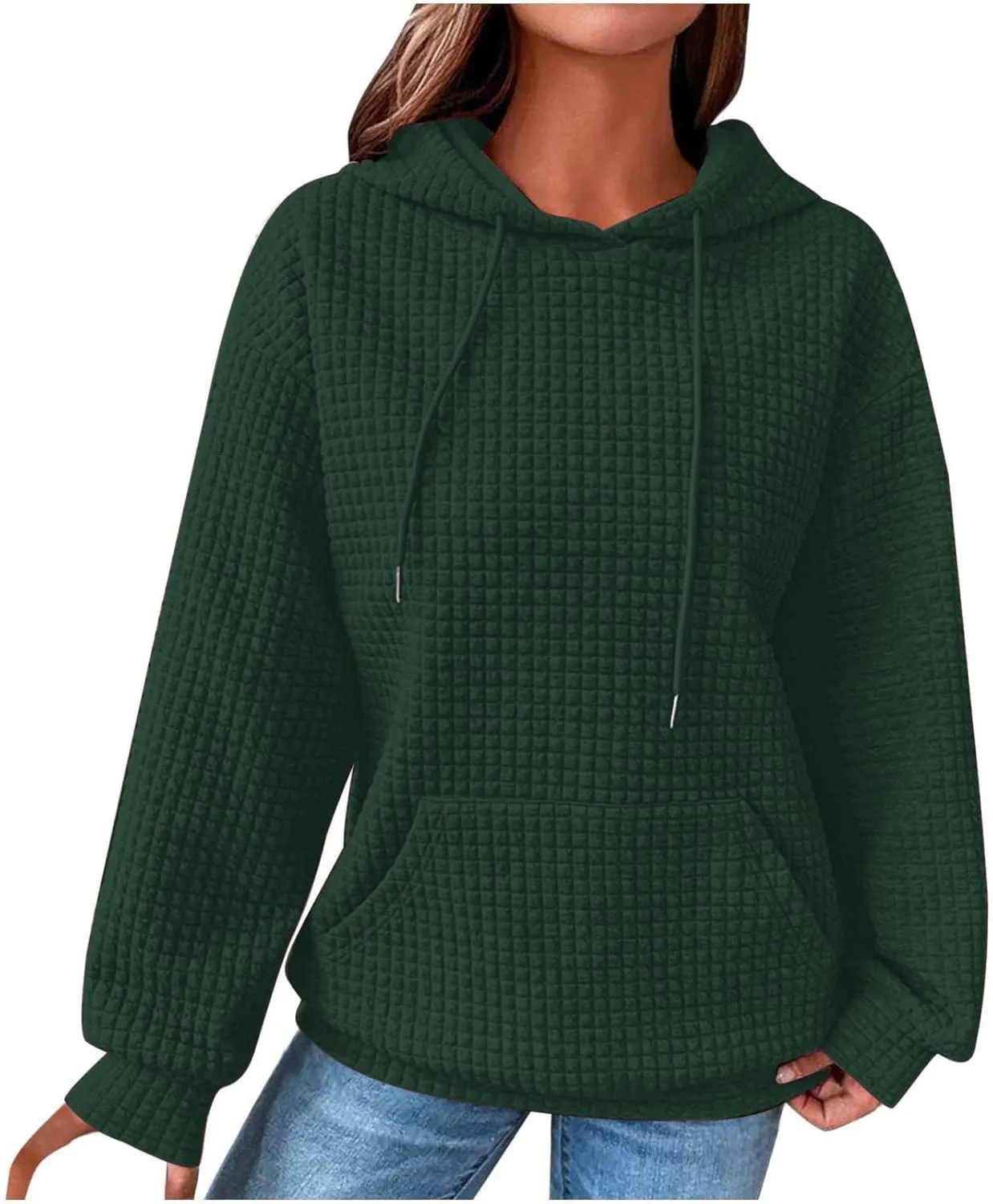 Plain Hoodie for Women Oversized Baggy Long Sleeve Drawstring Hooded Fashion Hide Belly Classic-Fit Hoodie