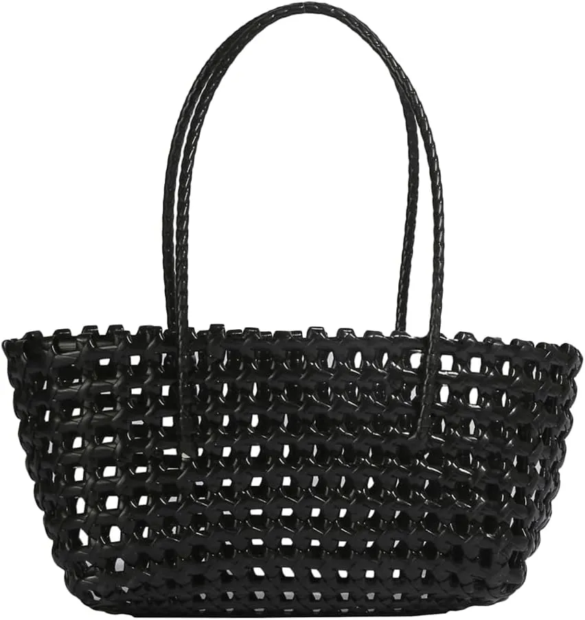 Plastic Woven Bag Purses for Women Hobo Shoulder Bag Straw Purse Hollow-out Handbag for Beach Summer Travel 2025