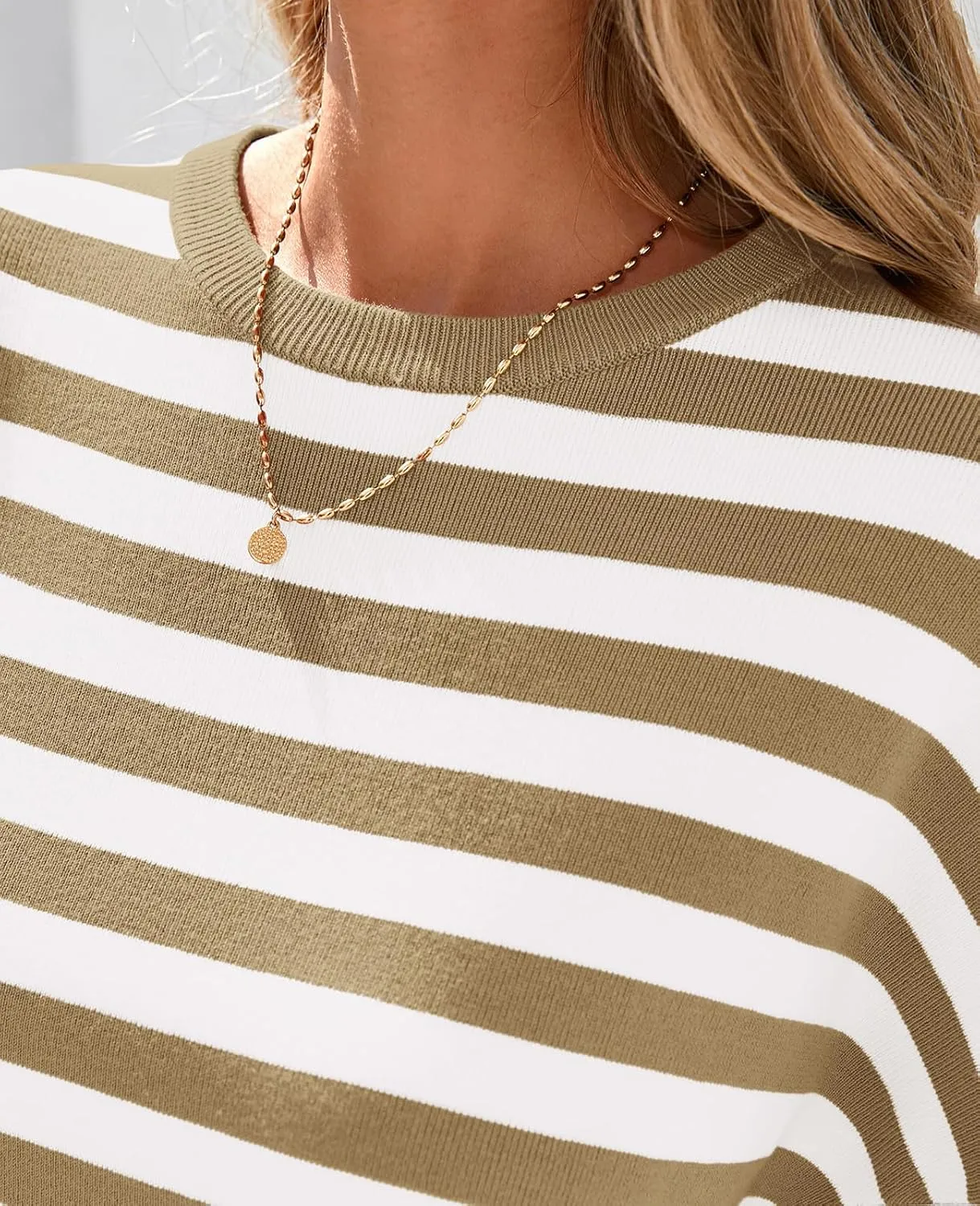 PRETTYGARDEN Womens Spring Summer Tops Fashion Striped Short Sleeve Sweater Crew Neck Lightweight Knit Oversized Shirts 2025