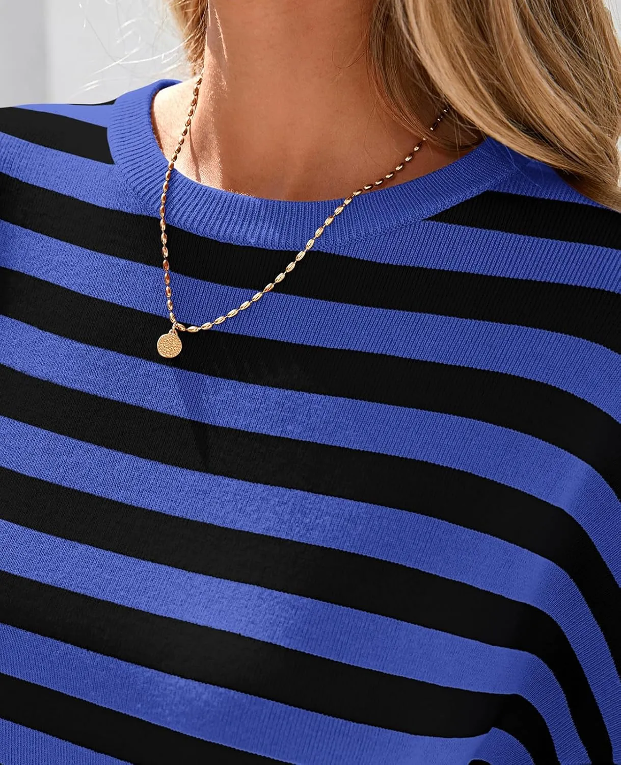 PRETTYGARDEN Womens Spring Summer Tops Fashion Striped Short Sleeve Sweater Crew Neck Lightweight Knit Oversized Shirts 2025