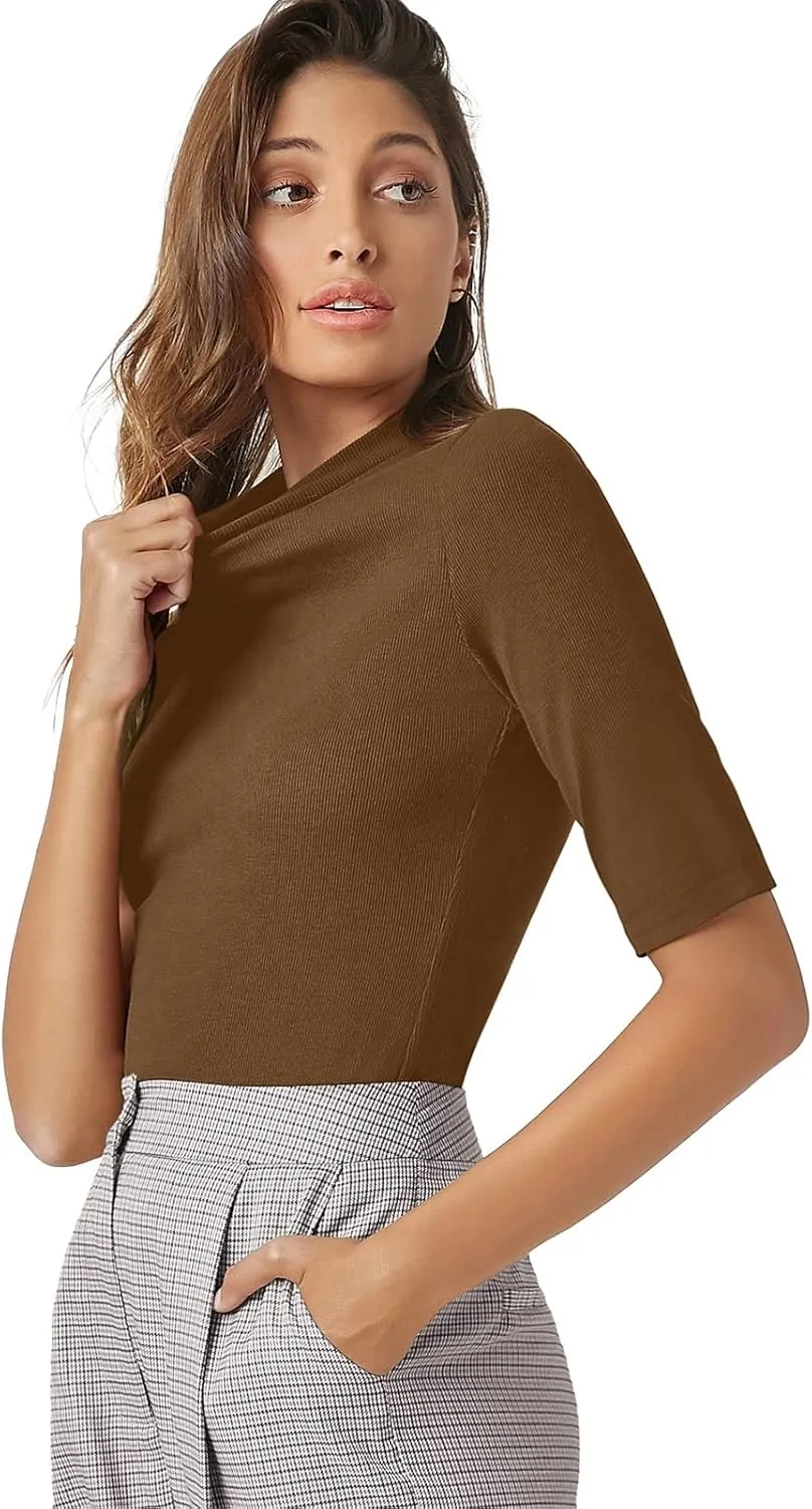 PrinStory Womens Tops Summer Short Sleeve Shirts Business Dressy Casual Pullover Tops for Women 2025 Trendy