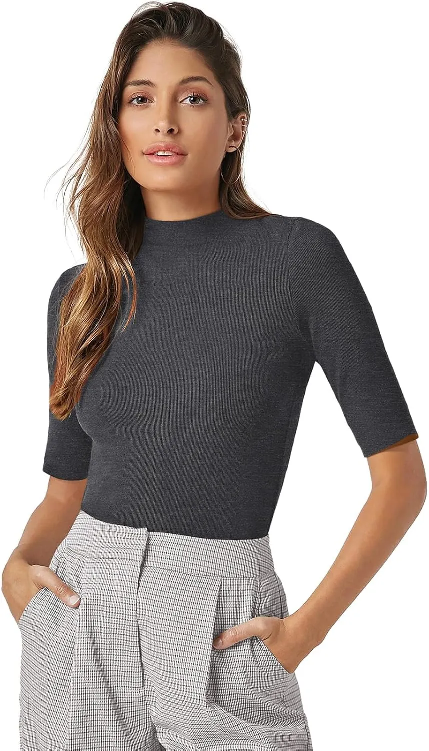 PrinStory Womens Tops Summer Short Sleeve Shirts Business Dressy Casual Pullover Tops for Women 2025 Trendy