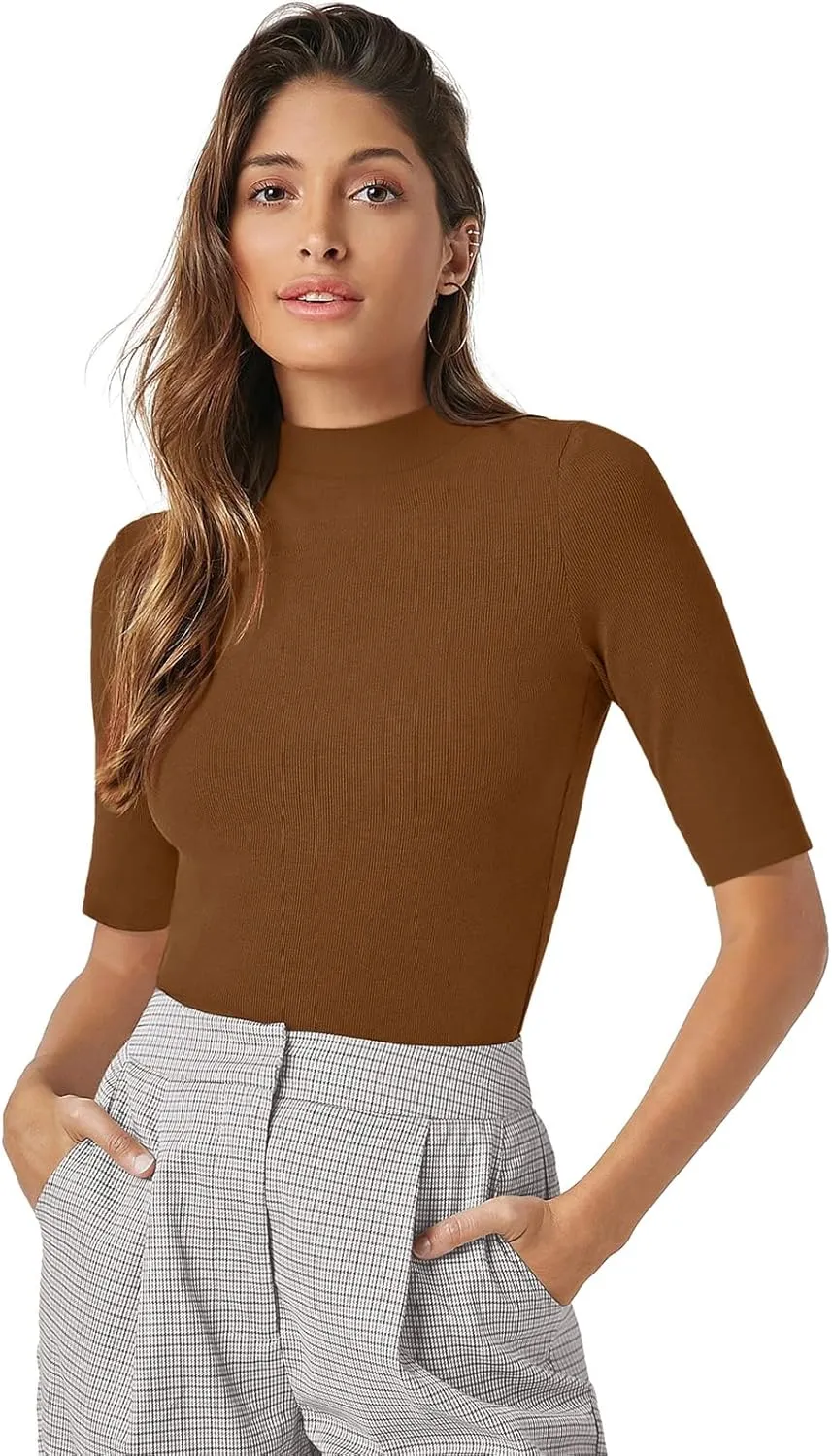 PrinStory Womens Tops Summer Short Sleeve Shirts Business Dressy Casual Pullover Tops for Women 2025 Trendy