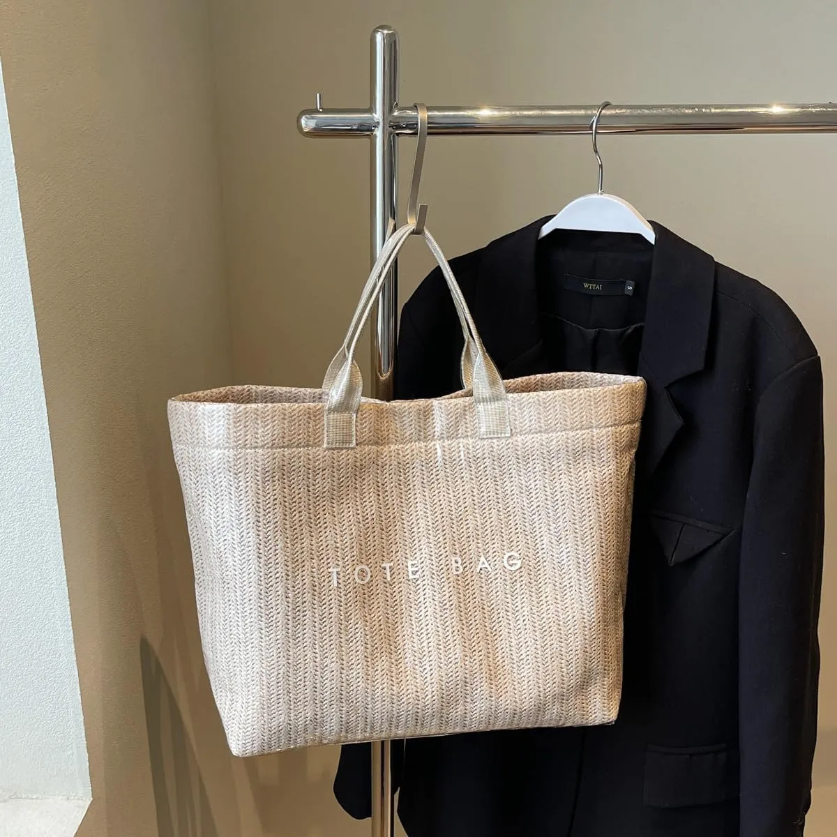 PVC Tote Bag for Women,Large Work Tote Bag Woven Handbags Summer Beach Purse Straw Purse Clear Plastic Hobo Bags