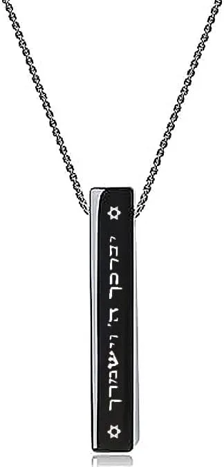Q&D&S Hebrew Blessing Necklace for MenJewish Messianic Necklace Gift from Israel, Necklace 'May God Bless You ' Pendant