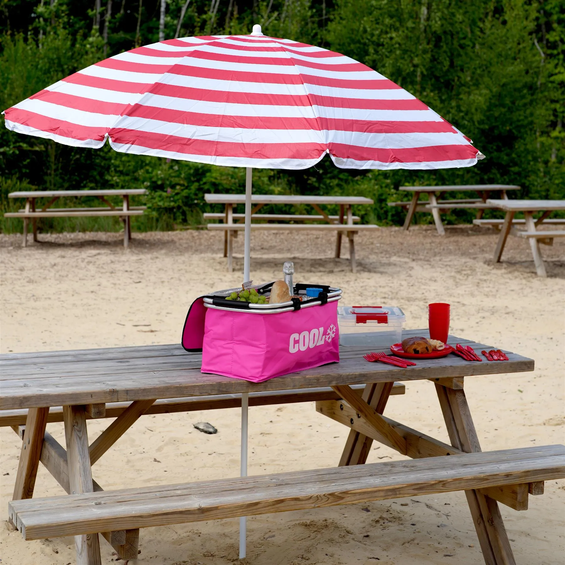 Red Garden Parasol 1.7m