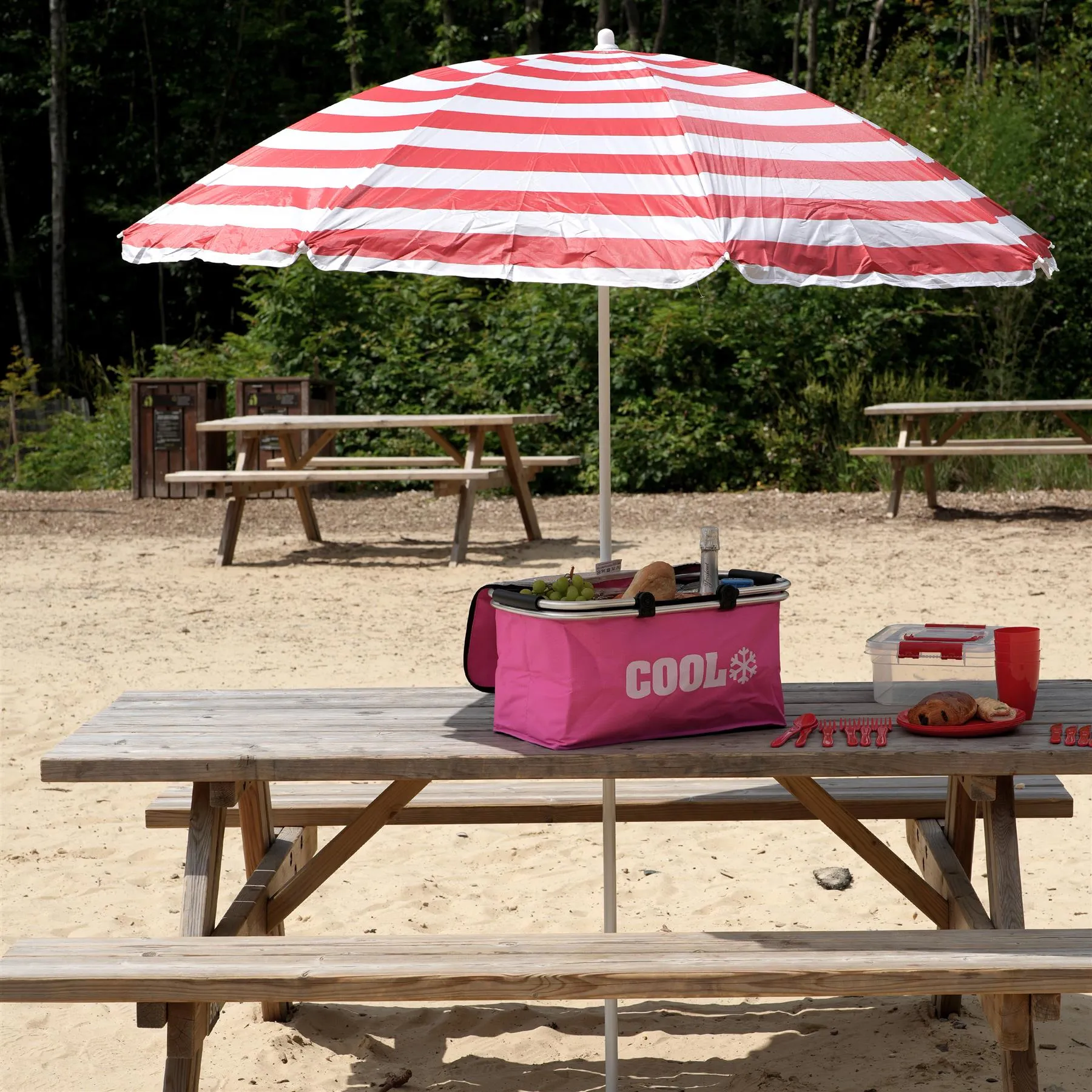 Red Garden Parasol 1.7m