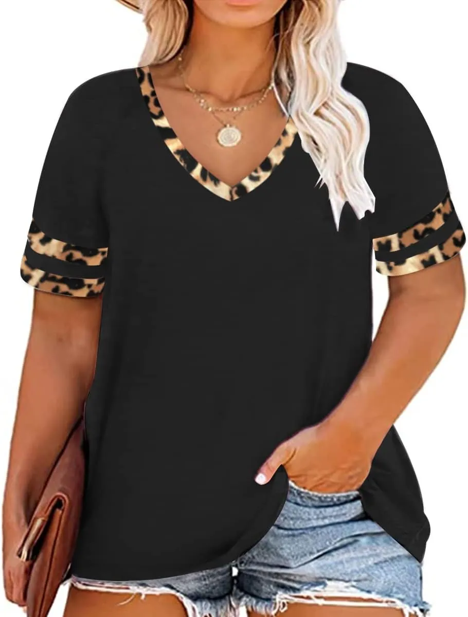 RITERA Plus Size Tops for Women Short Sleeve T Shirt Casual Summer V Neck Tunics Tees XL-6XL
