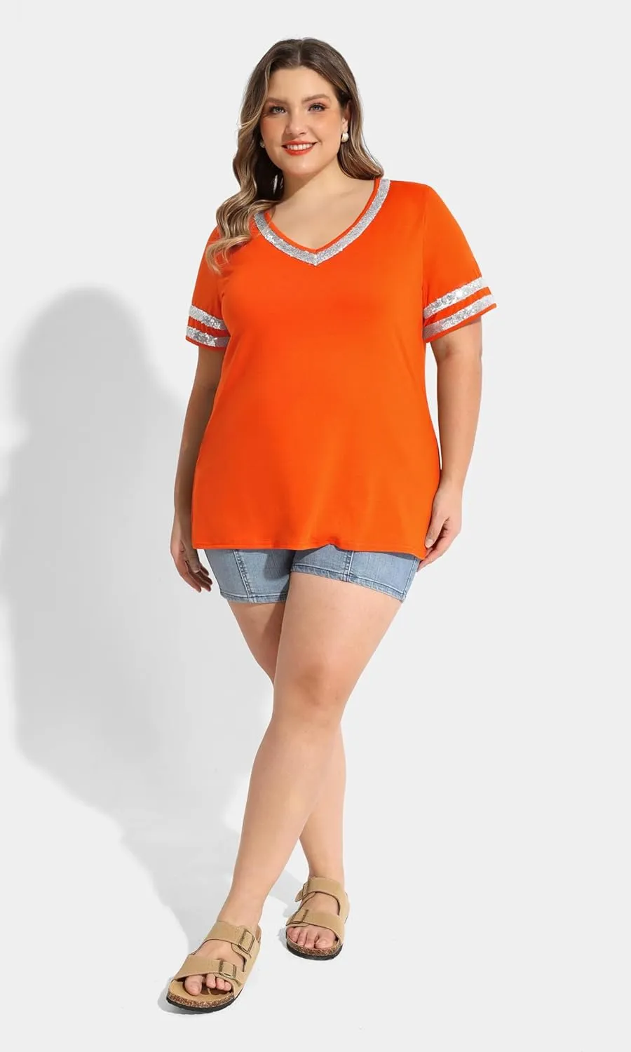 RITERA Plus Size Tops for Women Short Sleeve T Shirt Casual Summer V Neck Tunics Tees XL-6XL