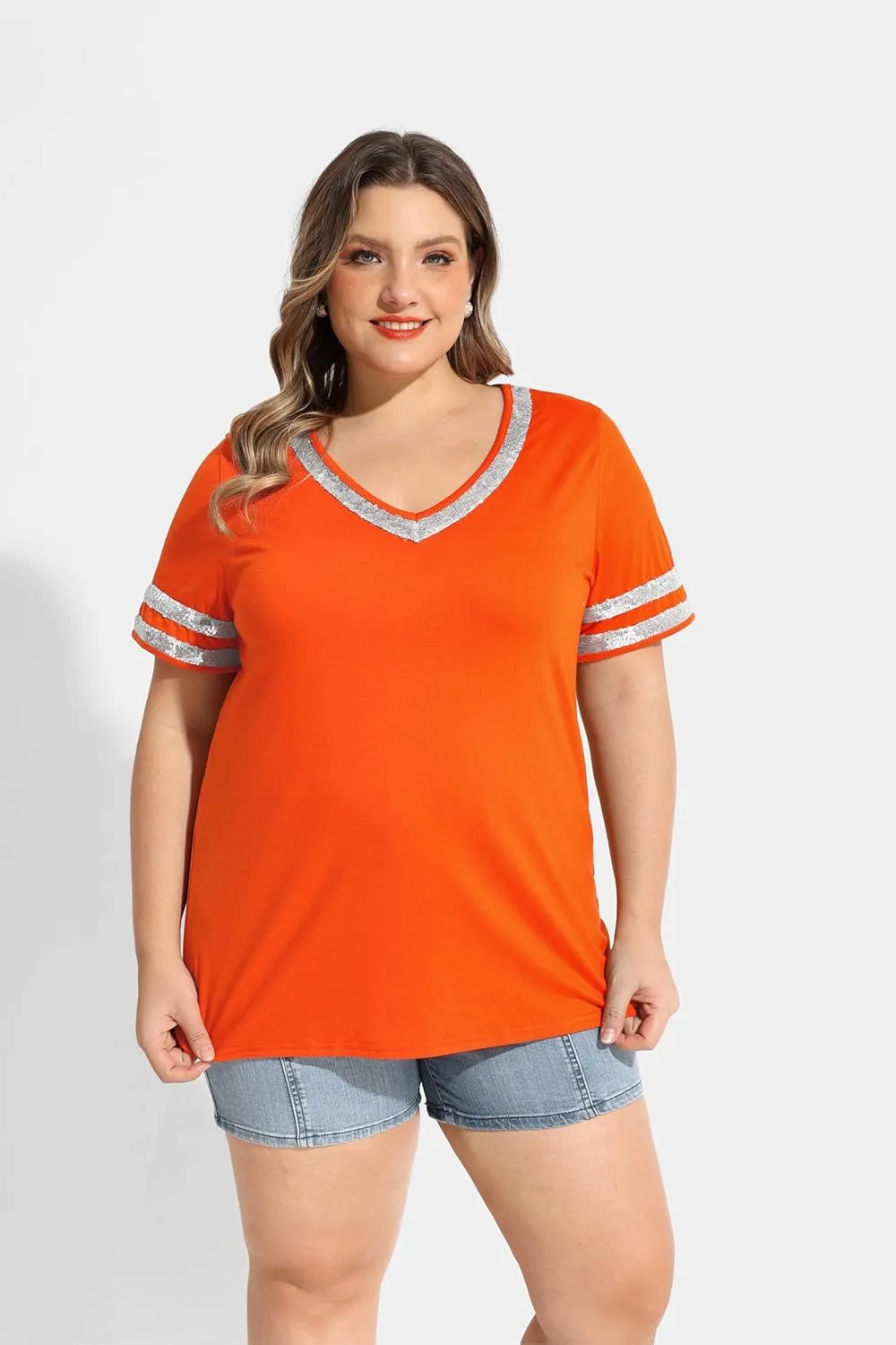 RITERA Plus Size Tops for Women Short Sleeve T Shirt Casual Summer V Neck Tunics Tees XL-6XL