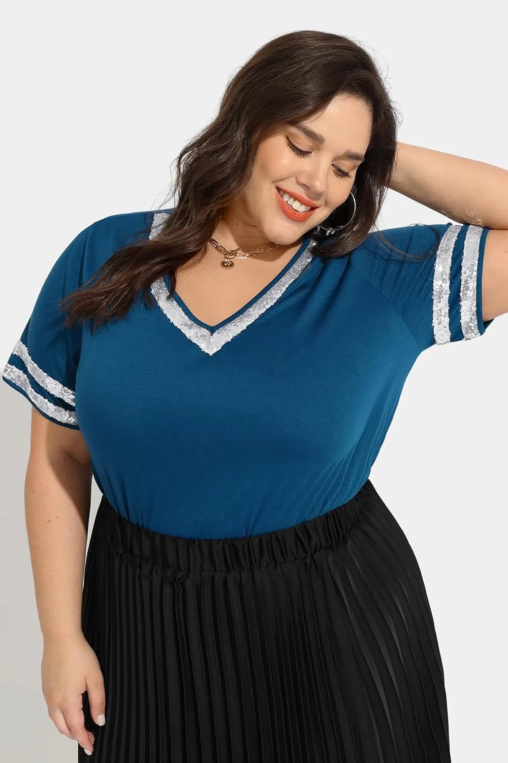 RITERA Plus Size Tops for Women Short Sleeve T Shirt Casual Summer V Neck Tunics Tees XL-6XL