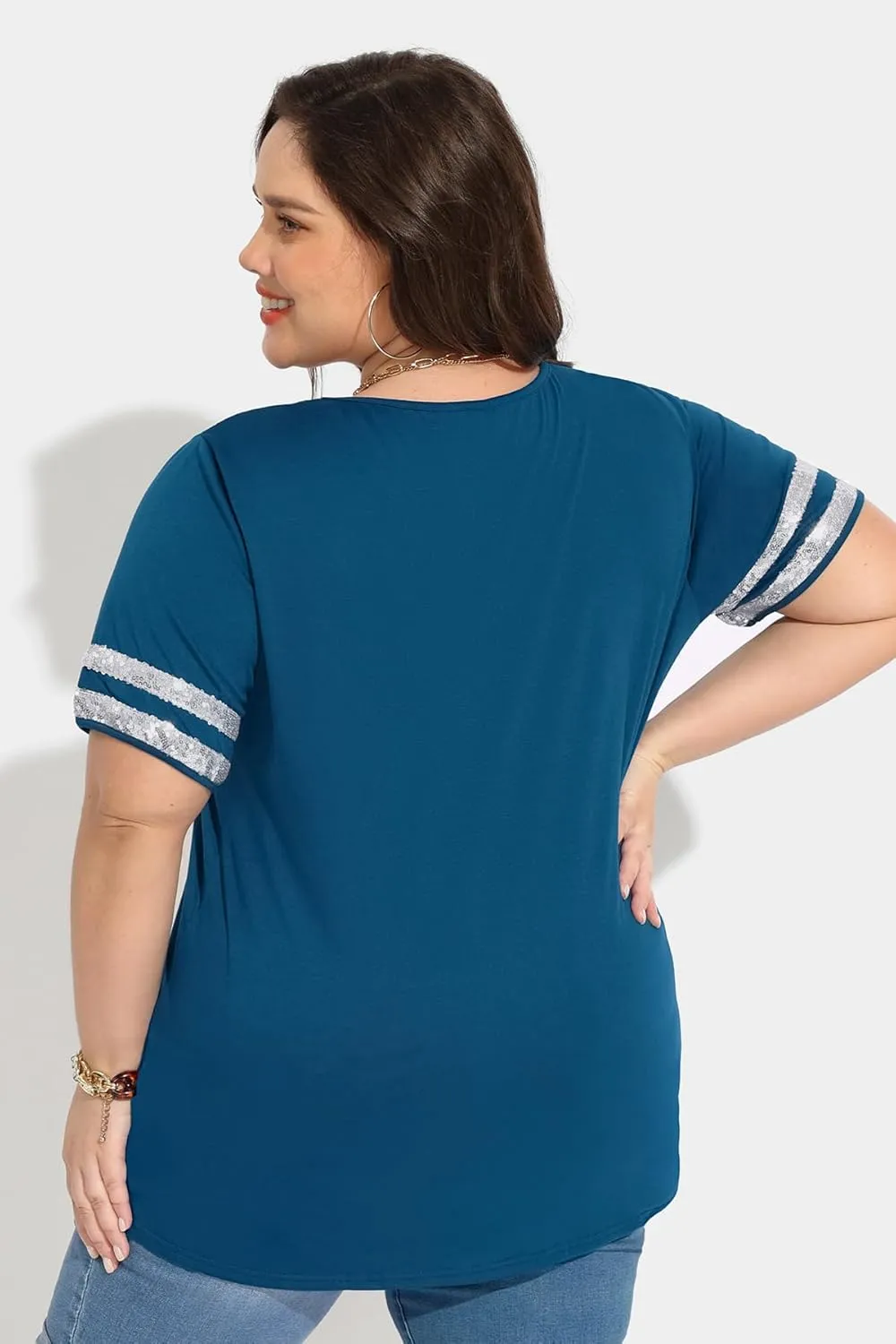 RITERA Plus Size Tops for Women Short Sleeve T Shirt Casual Summer V Neck Tunics Tees XL-6XL