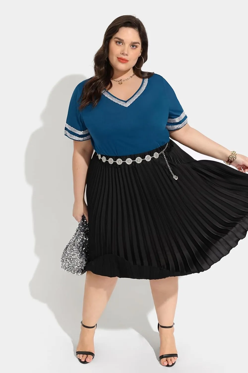 RITERA Plus Size Tops for Women Short Sleeve T Shirt Casual Summer V Neck Tunics Tees XL-6XL