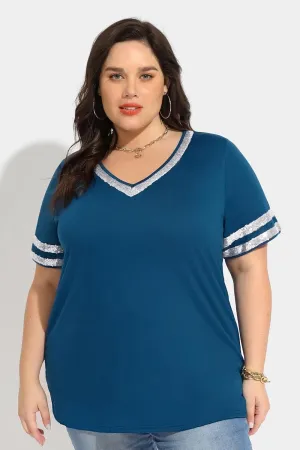 RITERA Plus Size Tops for Women Short Sleeve T Shirt Casual Summer V Neck Tunics Tees XL-6XL