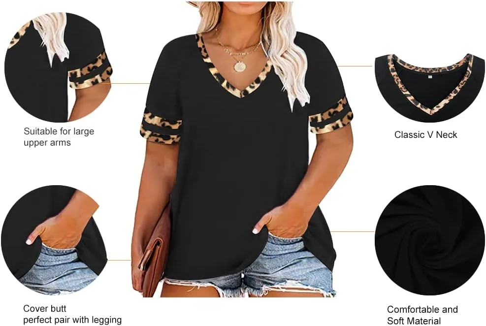 RITERA Plus Size Tops for Women Short Sleeve T Shirt Casual Summer V Neck Tunics Tees XL-6XL