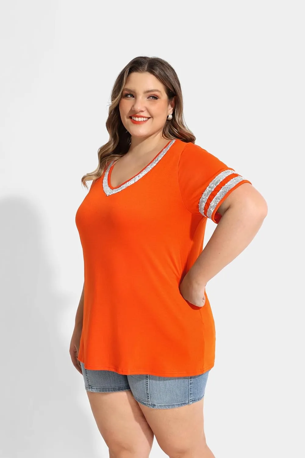 RITERA Plus Size Tops for Women Short Sleeve T Shirt Casual Summer V Neck Tunics Tees XL-6XL