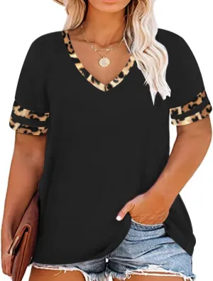 RITERA Plus Size Tops for Women Short Sleeve T Shirt Casual Summer V Neck Tunics Tees XL-6XL