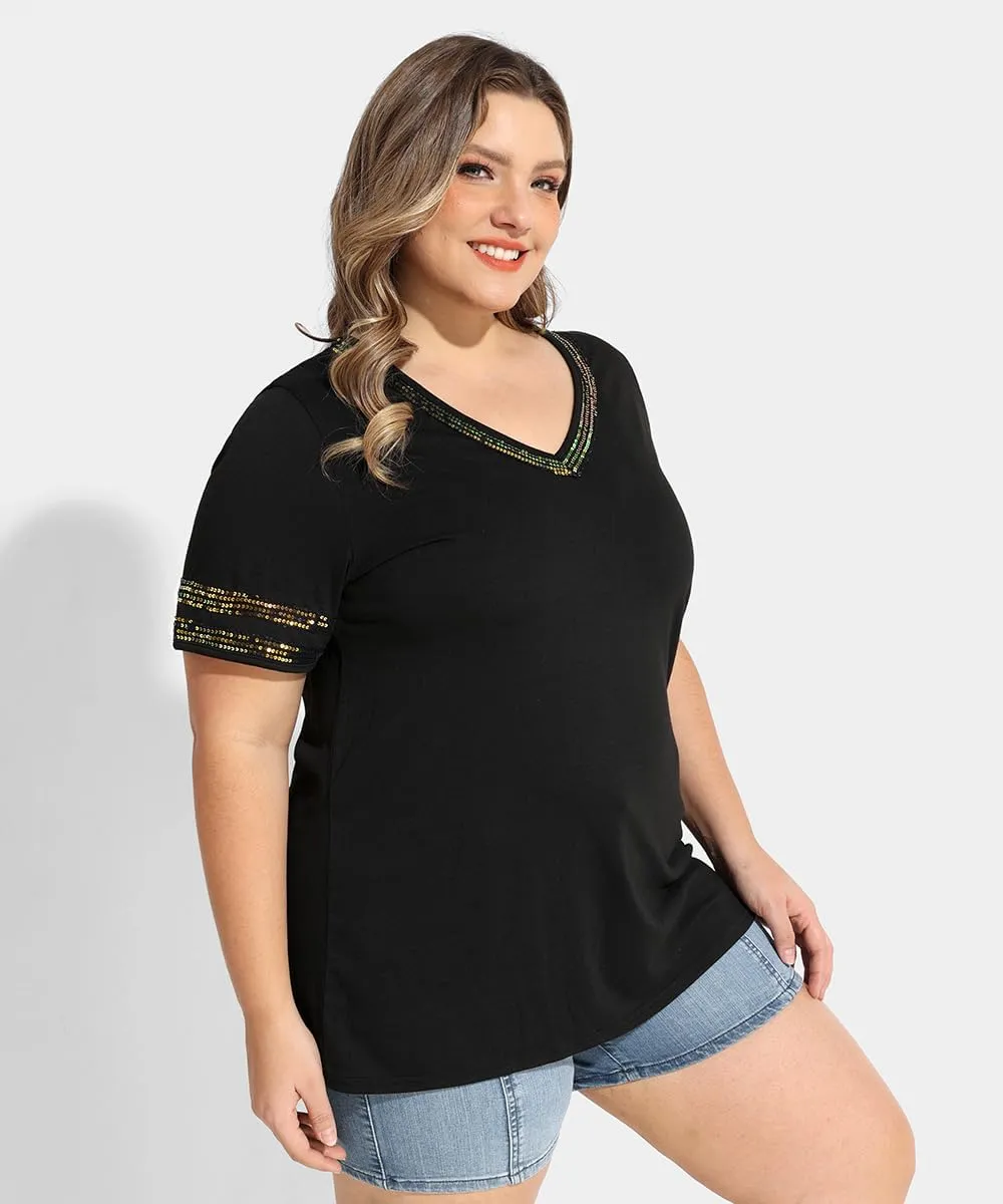 RITERA Plus Size Tops for Women Short Sleeve T Shirt Casual Summer V Neck Tunics Tees XL-6XL