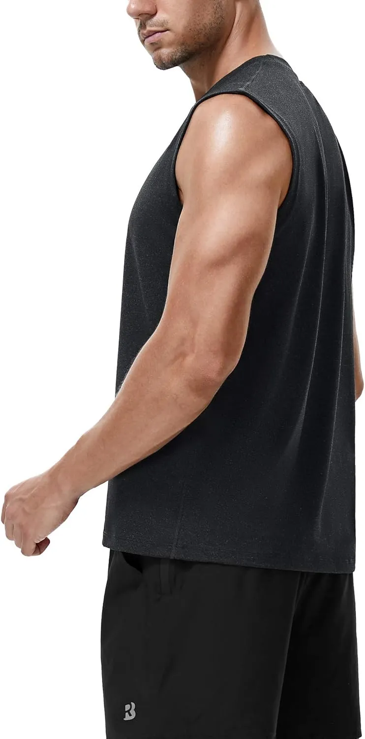 Roadbox Workout Sleeveless Shirts for Men Athletic Gym Basketball Quick Dry Muscle Tank Tops
