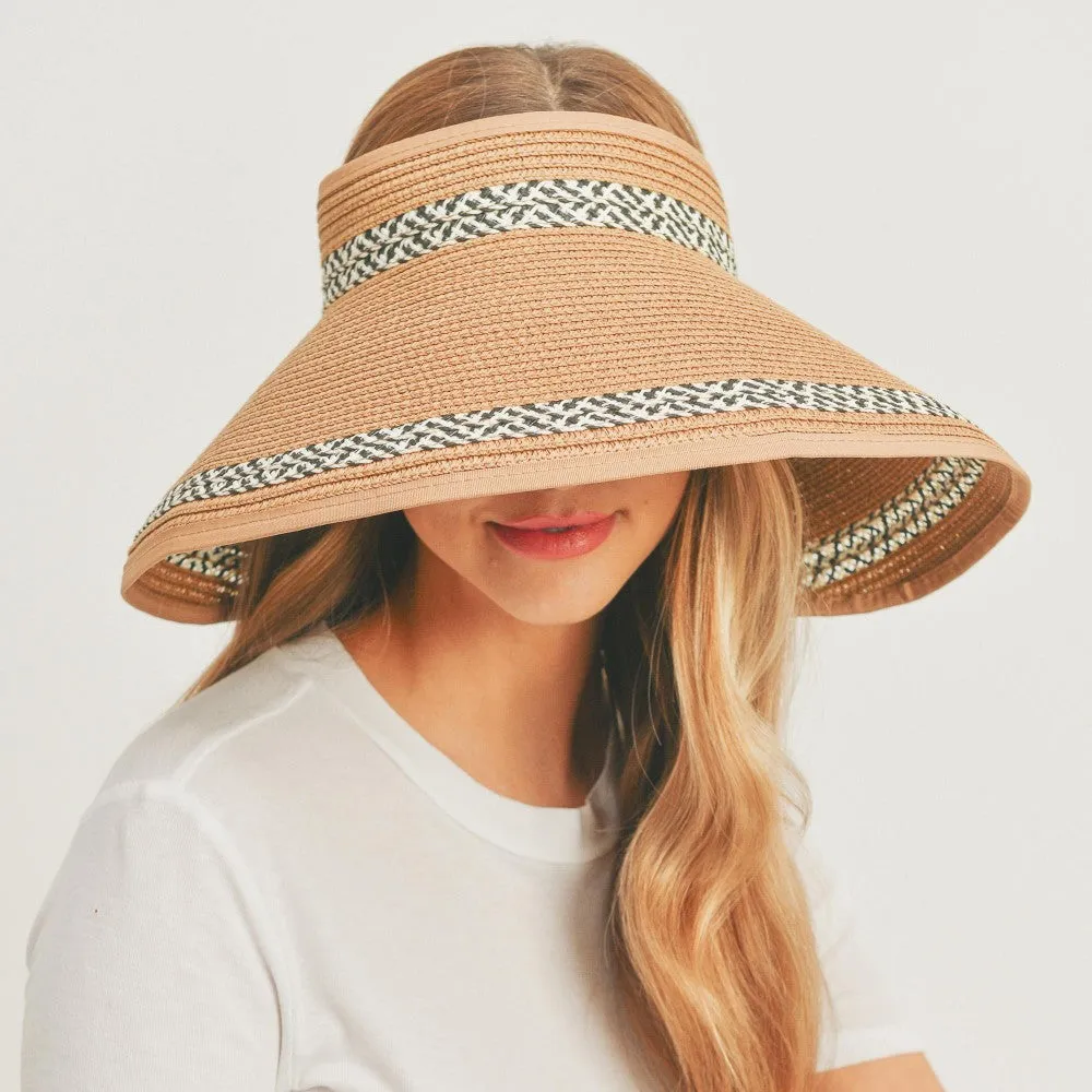 Roll Up Sun Visor w/ Woven Inlay