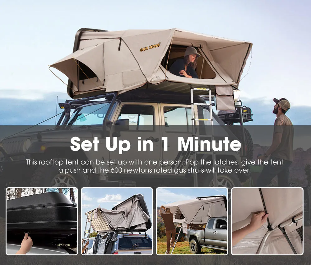 San Hima Jervis Roof Top Tent Hardshell Side opening King Size Camping 4WD