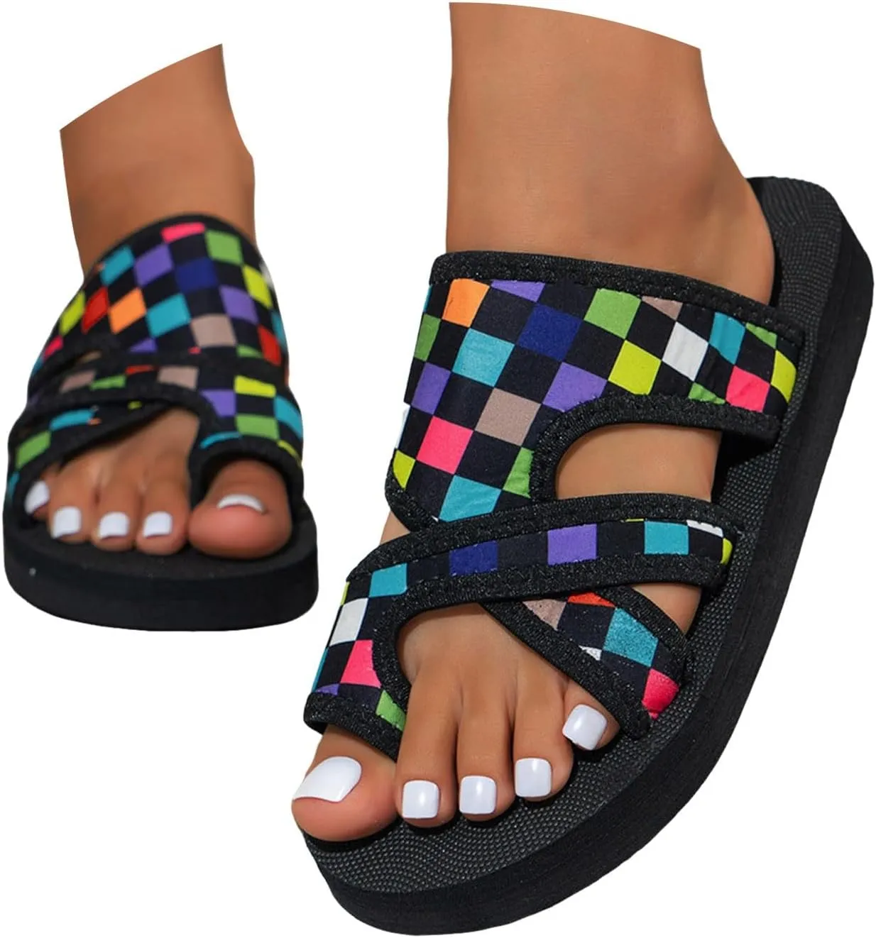 Sandals For Women 2025 Dressy Colorful Orthopedic Slippers Foam Sole Slip On Dry Quickly Mesh Flat Shoes For Swimming