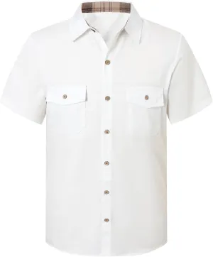 SANGTREE Mens and Boys Casual Short Sleeve Button Down Shirts with Two Pockets, US 12 Months - Adult 2XL