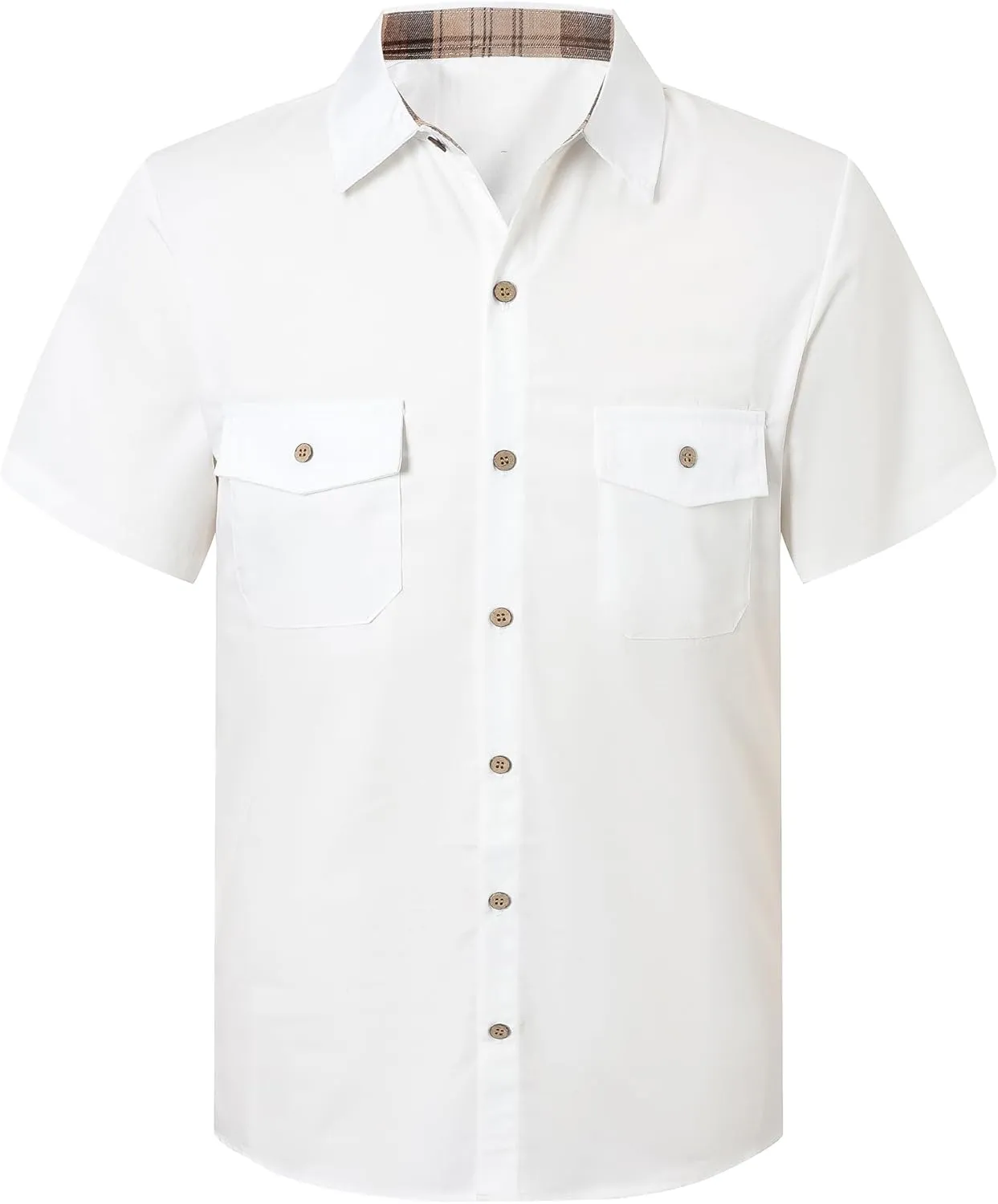 SANGTREE Mens and Boys Casual Short Sleeve Button Down Shirts with Two Pockets, US 12 Months - Adult 2XL