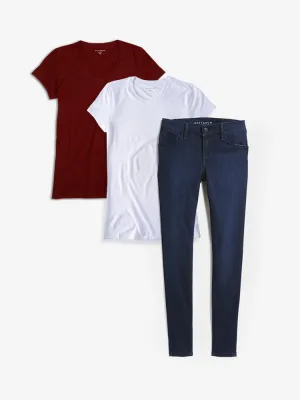 Set 02: 2 Marcy Tees   1 pair of Jeans