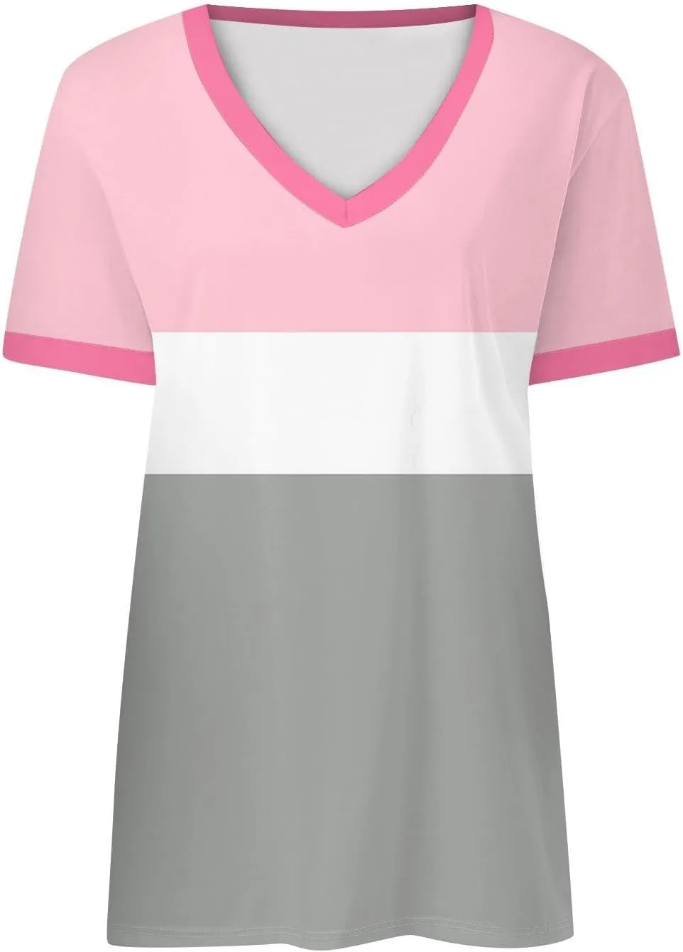 Short Sleeve Shirts for Women Dressy Casual Loose Fit Striped V Neck Blouses Daily Work Dating T Shirts