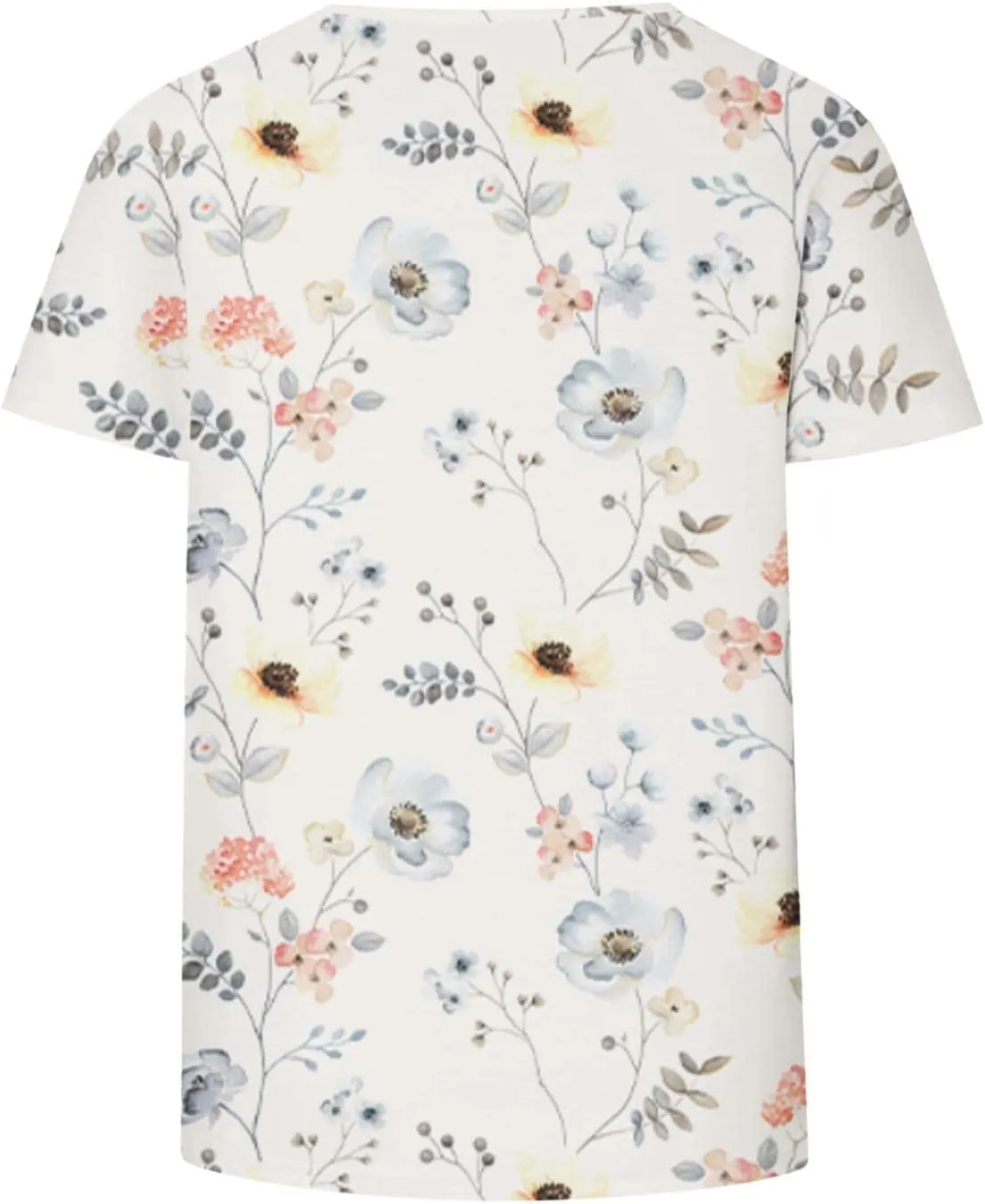 Short Sleeve Shirts for Women Women's Fashion Casual Short Sleeve Floral Print Round Neck Pullover Top Blouse