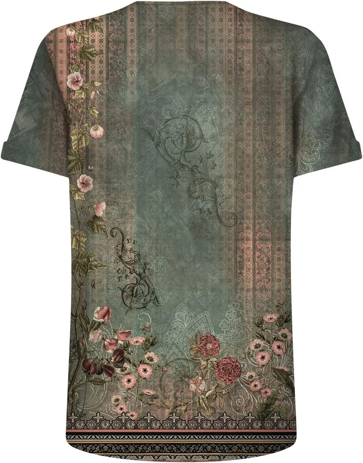 Short Sleeve Shirts for Women Women's Fashion Casual Short Sleeve Floral Print Round Neck Pullover Top Blouse