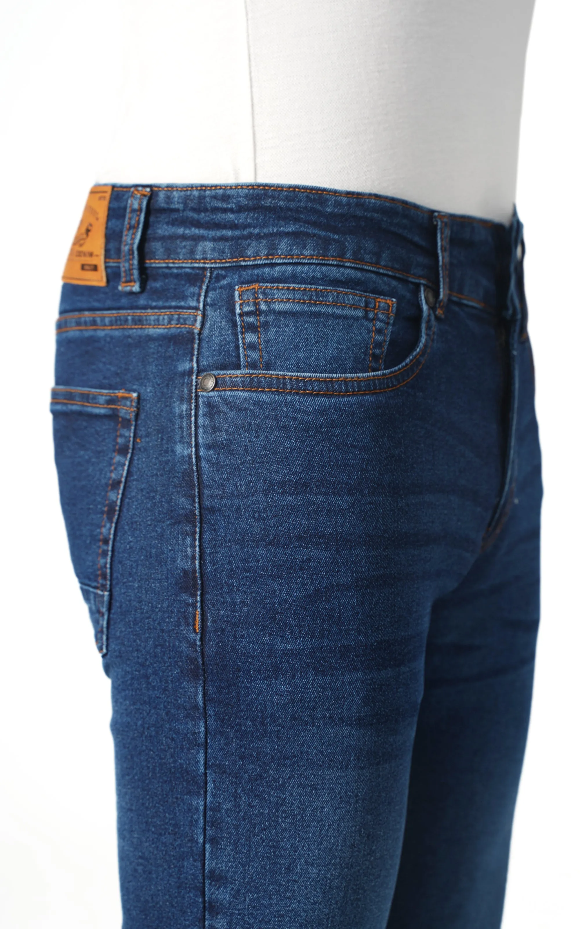 SLIM LEG WHISKERED JEANS DARK BLUE