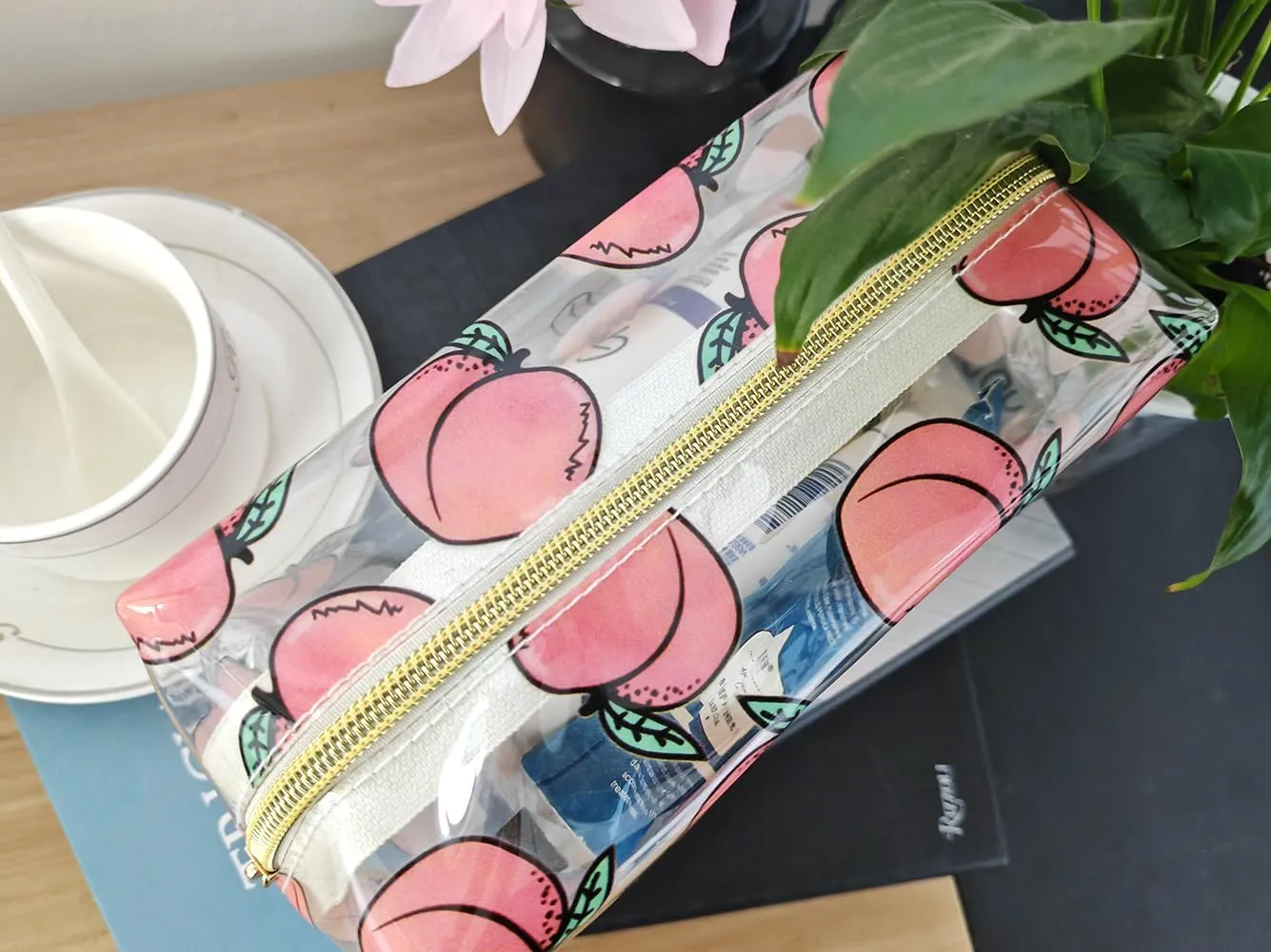 Small Cosmetic Bag Clear Makeup Bag Travel Make Up Organizer Case Women Printed Waterproof Toiletry Bag Square Pouch for Transparen Purse for Cute Pouch