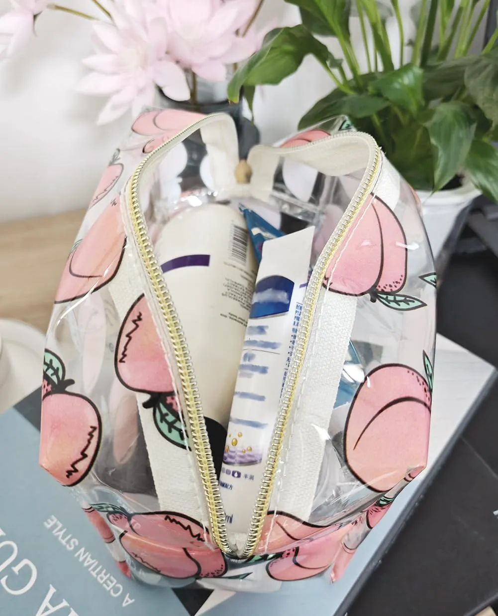 Small Cosmetic Bag Clear Makeup Bag Travel Make Up Organizer Case Women Printed Waterproof Toiletry Bag Square Pouch for Transparen Purse for Cute Pouch