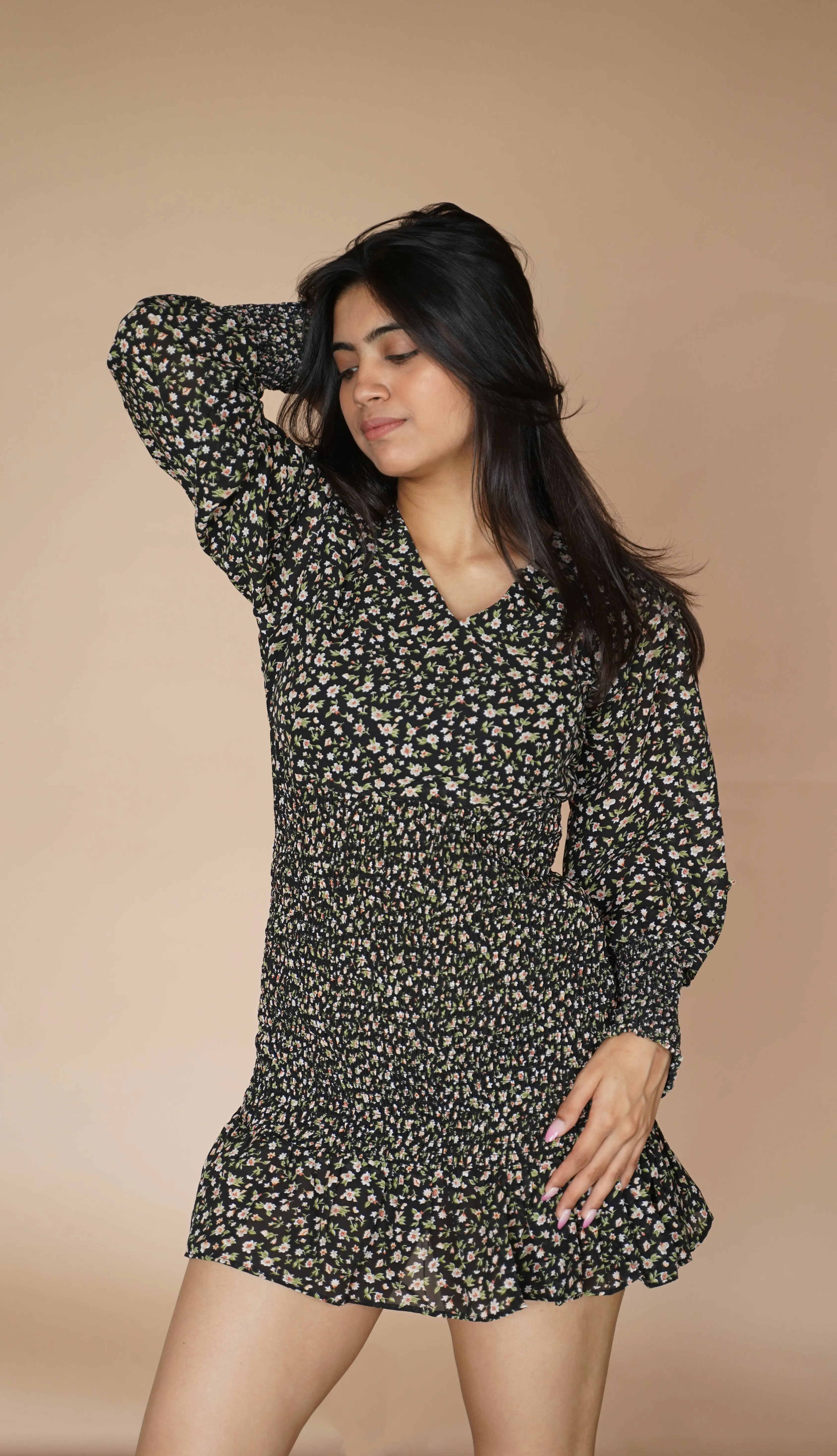 SMOCKED SHORT DRESS - BUTTER YELLOW