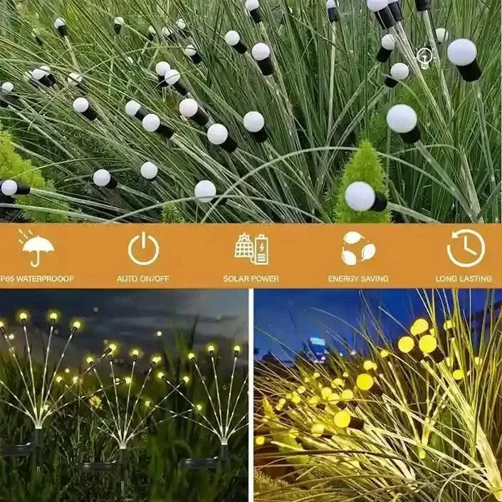 Solar Decorative Exterior Home Lighting Fairy Firefly Lights Waterproof For Garden, Patio ( copper wire, Warm )(Renewed)